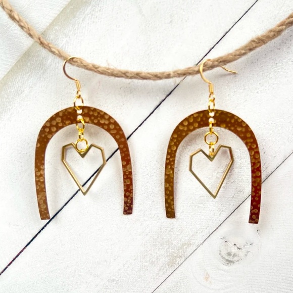 Handmade Brass Love Earrings - Picture 2 of 4
